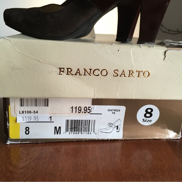 Gorgeous brown patent leather/suede heels, Franco Sarto, 3.25” heel, sz 8 - Picture 9 of 10